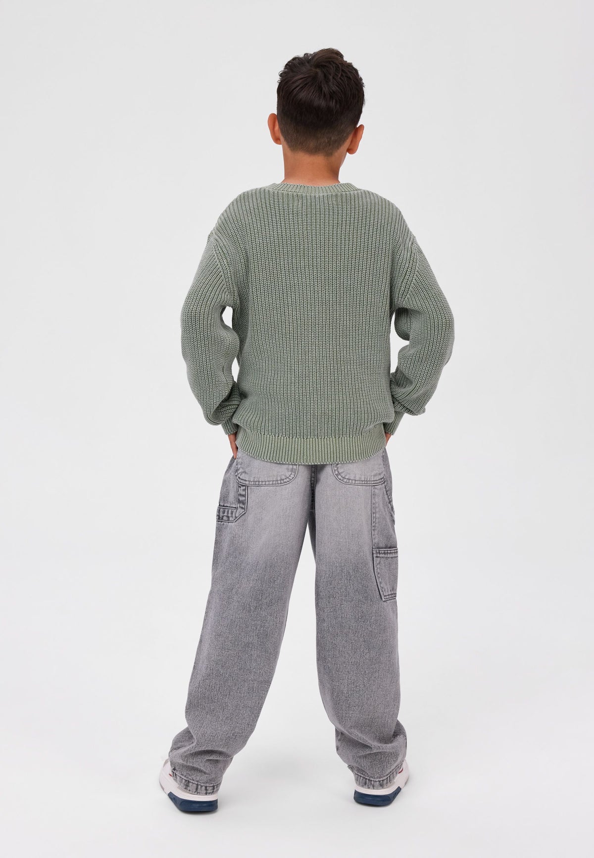 Boys' grey jeans, carpenter panels and a side tool pocket – Minoti 33JEAN254, 2