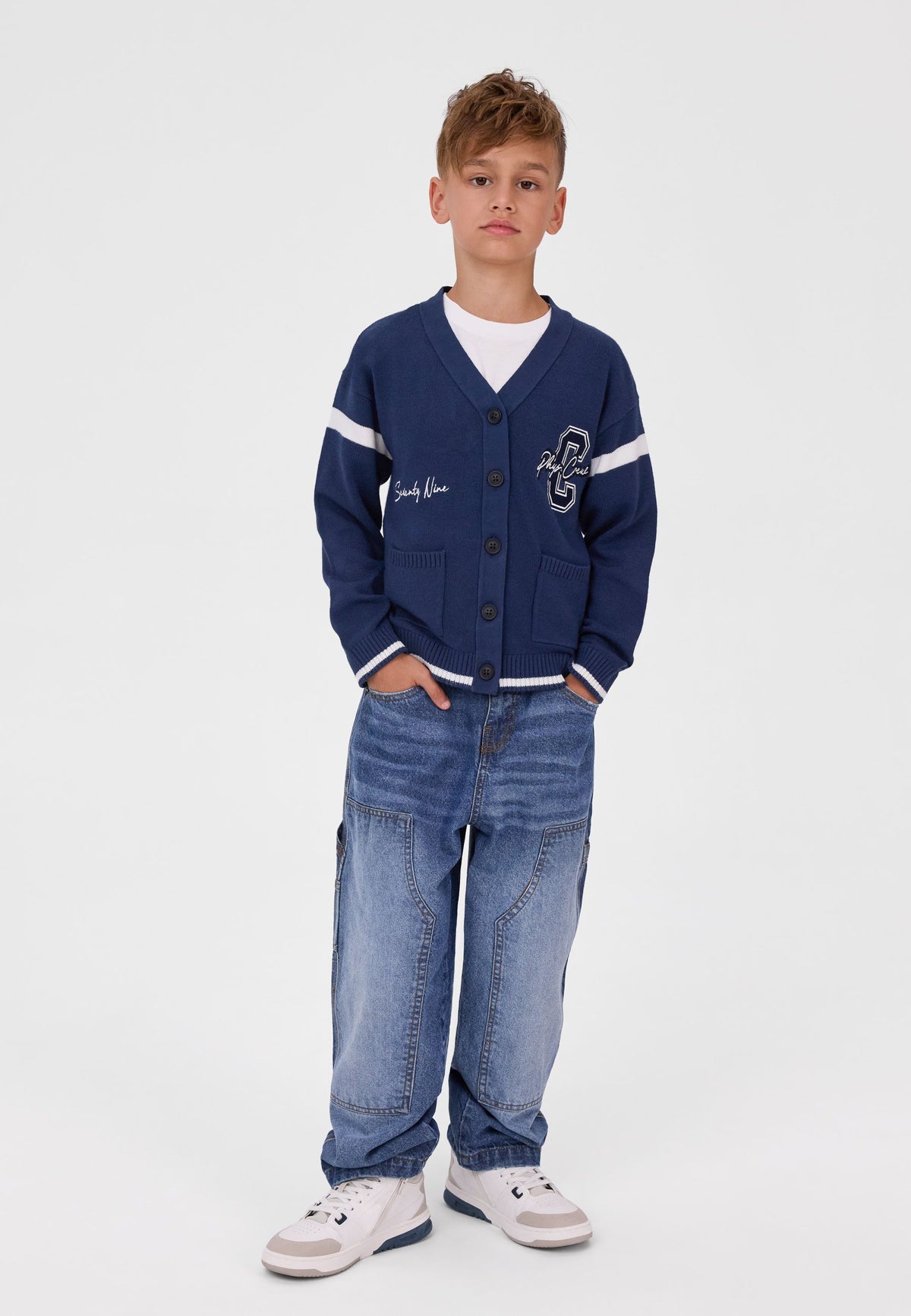 Boys' blue jeans, carpenter panels and a side tool pocket – Minoti 33JEAN255