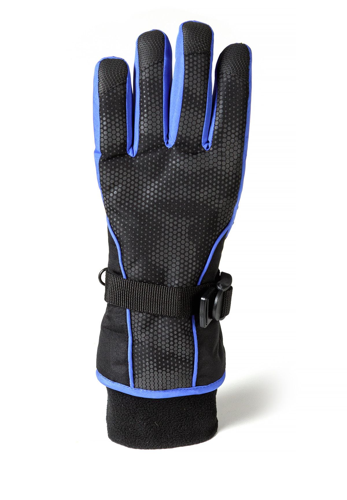 Kids' black ski gloves with a wrist strap and fleece cuff – Minoti 33SKI1, 3