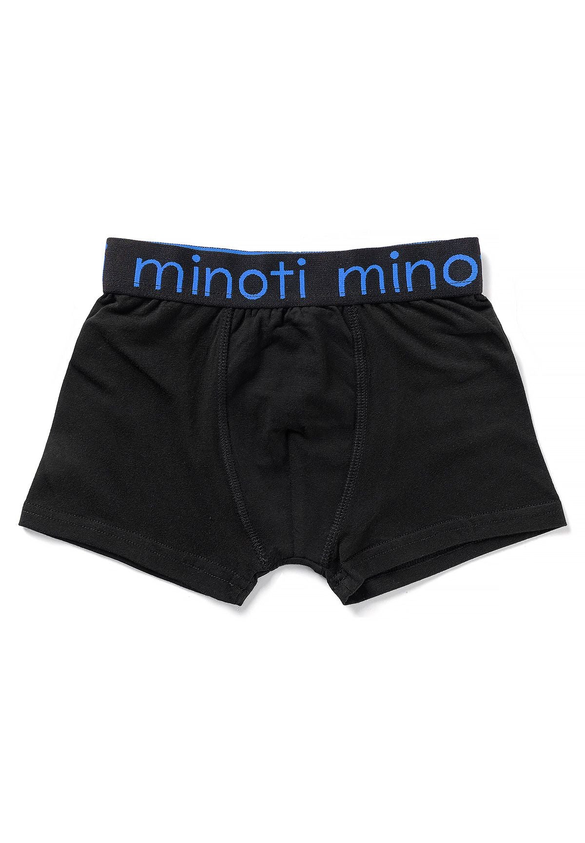 Zwarte boxershorts voor jongens (10-pack), zwart exemplaar met blauwe tailleband, voorkant.