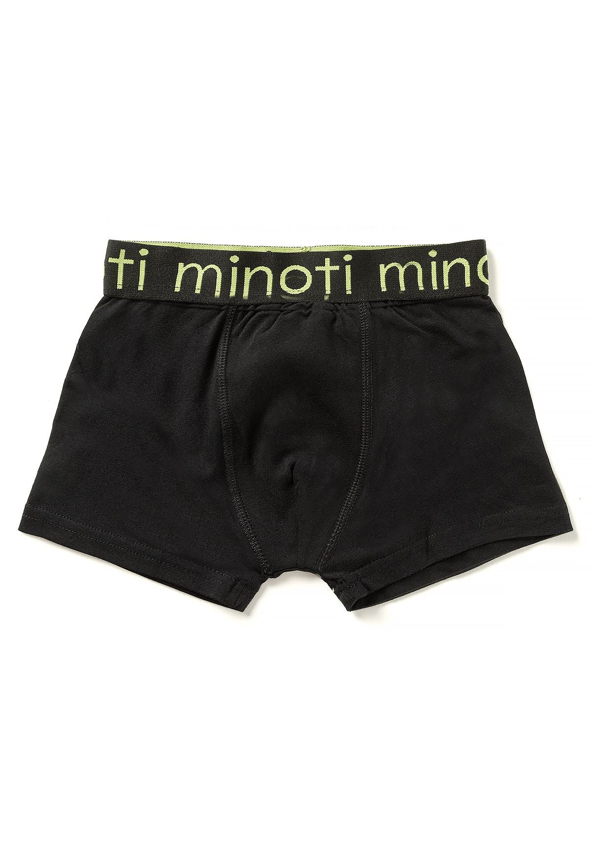 Zwarte boxershorts voor jongens (10-pack), zwart exemplaar met gele tailleband, voorkant.