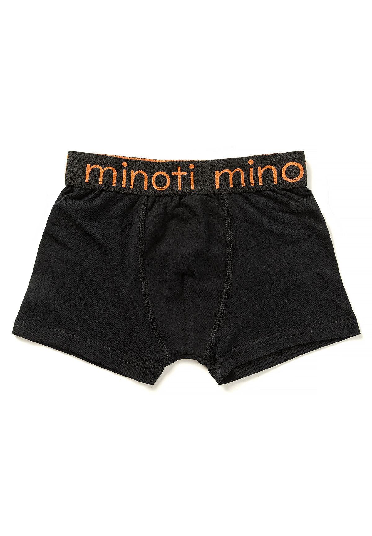 Zwarte boxershorts voor jongens (10-pack), zwart exemplaar met oranje tailleband, voorkant.