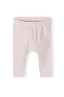 Soft pink ribbed leggings with elastic waistband, perfect for girls 0-18m. Ideal for everyday wear.