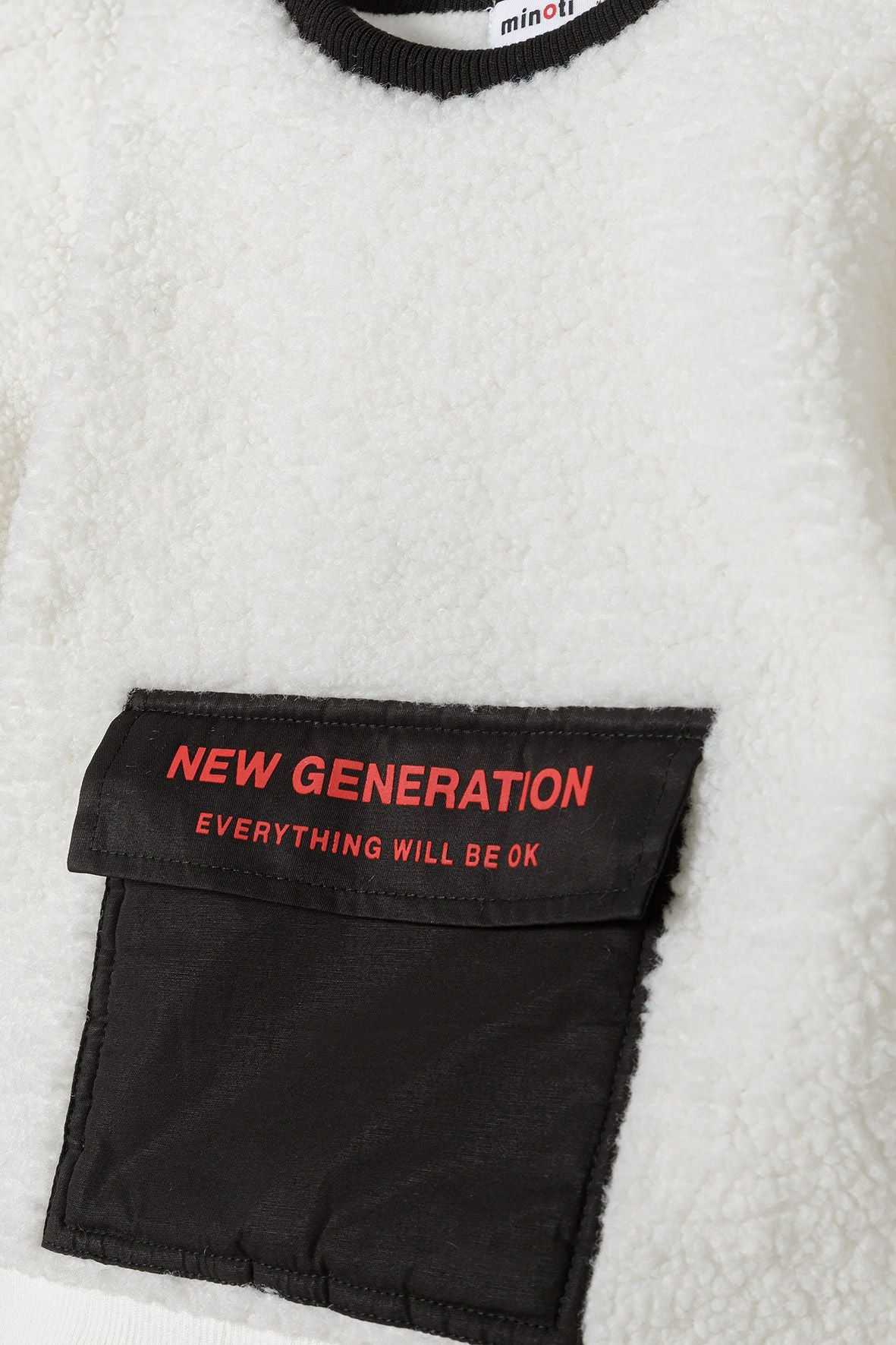 Borg Sweatshirt Contrast Pocket Cream - 4