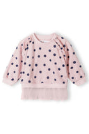 Komplet w grochy bluza z tiulem i joggery