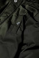 Boys parka jacket with fur trim hood khaki 2-14y, showcasing khaki fabric, secured popper fastening, and twin welt pocket detail.