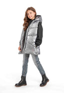 Girls grey Girls metallic padded gilet