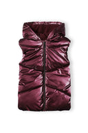 Metaliczny ocieplany bezrękawnik z kapturem