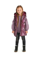 Metaliczny ocieplany bezrękawnik z kapturem