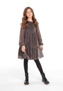 Girls brown Girls sparkle pleated party dress