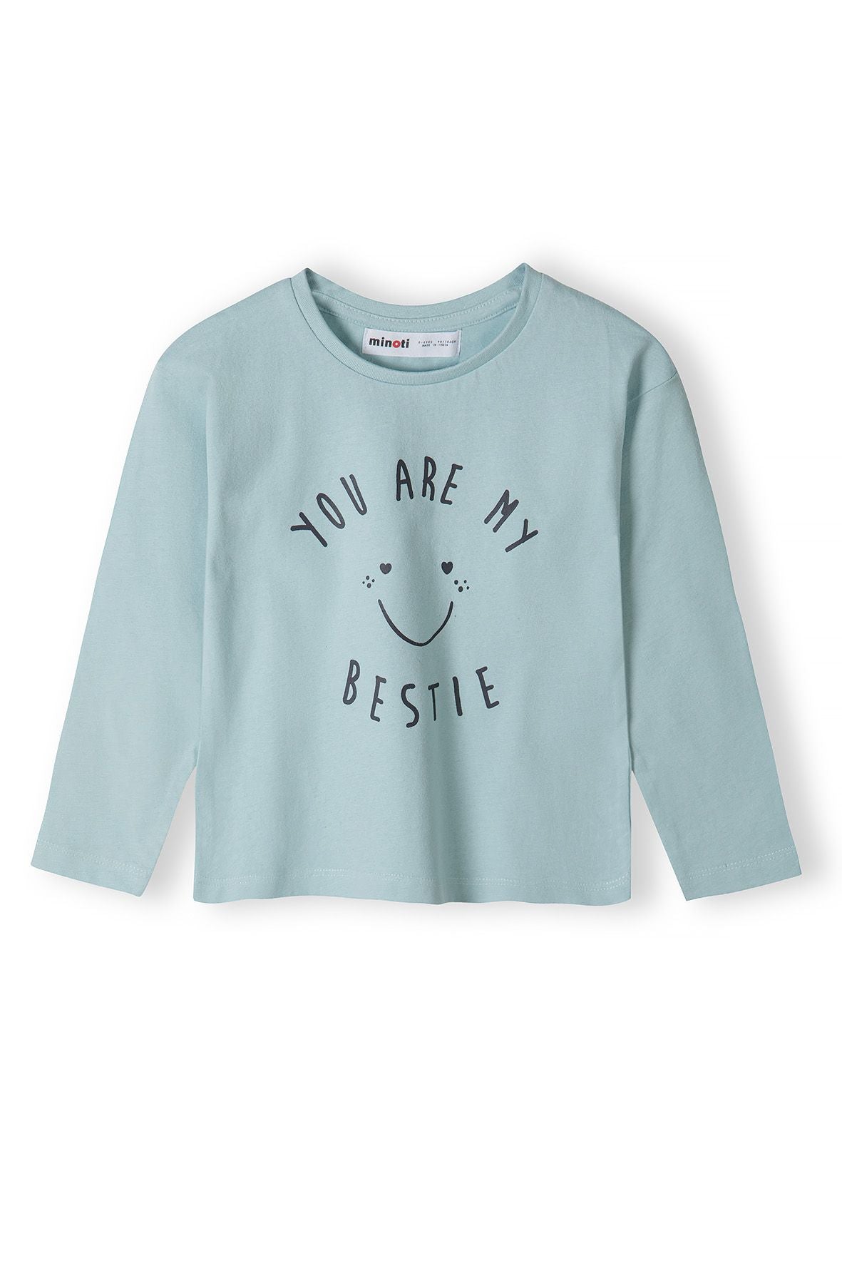 Long Sleeve T-Shirt, Bestie Smiley Print, Mint - 2