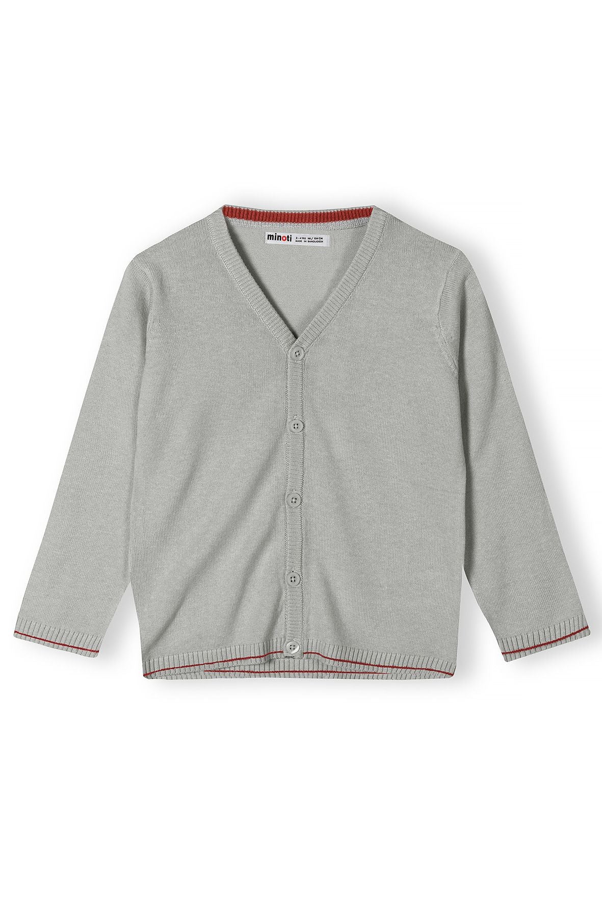 Knitted Cardigan, Grey, Button Front, Long Sleeve - 1
