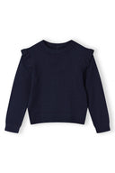 Girls navy Girls frill sleeve jumper