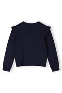 Girls navy Girls frill sleeve jumper