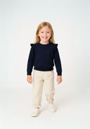 Girls navy Girls frill sleeve jumper