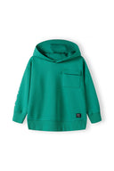 Boys fleece hoodie with chest pocket dark green 2-14y. Soft fleece fabric, relaxed fit, and breathable hood for everyday comfort.