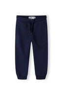 Boys jogpants fleece with drawcord grey 2-14y in navy blue, made from soft fabric for comfort and ease of movement.
