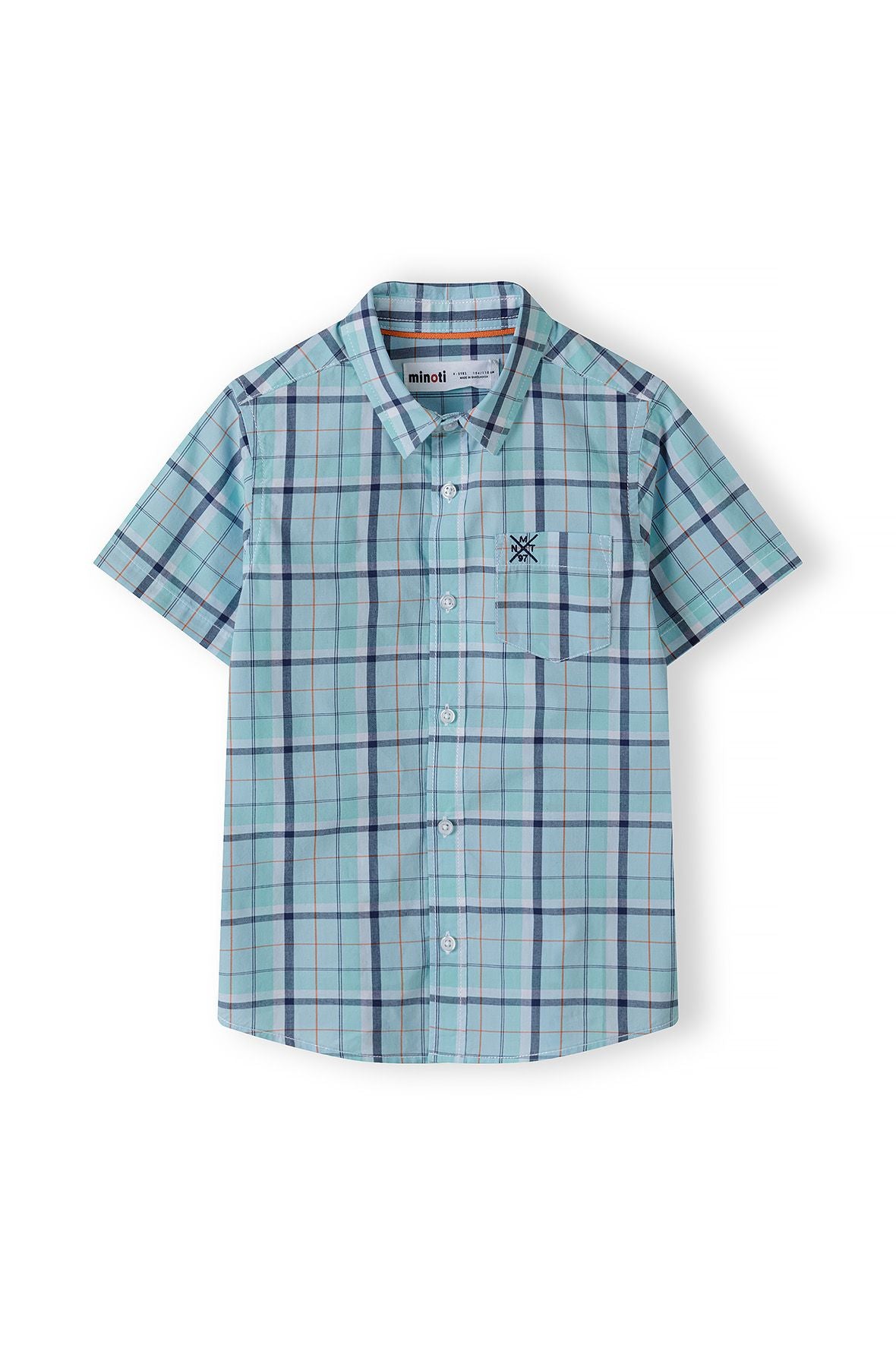 Checked Shirt Short Sleeve Light Blue - 1