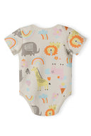 Girls short sleeve bodysuits with print light pink 0-18m featuring playful animal patterns and vibrant colors for infants.