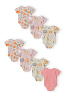 Girls short sleeve bodysuits with print light pink 0-18m featuring colorful animal and floral designs in soft cotton.