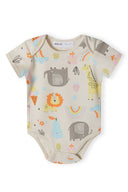 Girls short sleeve bodysuits with print light pink 0-18m featuring colorful animal designs, made from soft cotton for comfort.