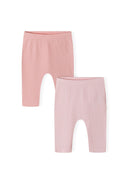 Girls 2 pack ribbed leggings pink 0-18m with ribbed texture and elasticated waistband for a comfortable fit.