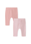 Soft ribbed leggings in solid pink tones, designed for girls 0-18m, offering a comfortable fit and stylish look.