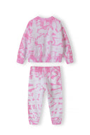Girls pink Girls fleece crew top and jogger set