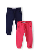 Girls navy 2 pack fleece jogpant front pockets