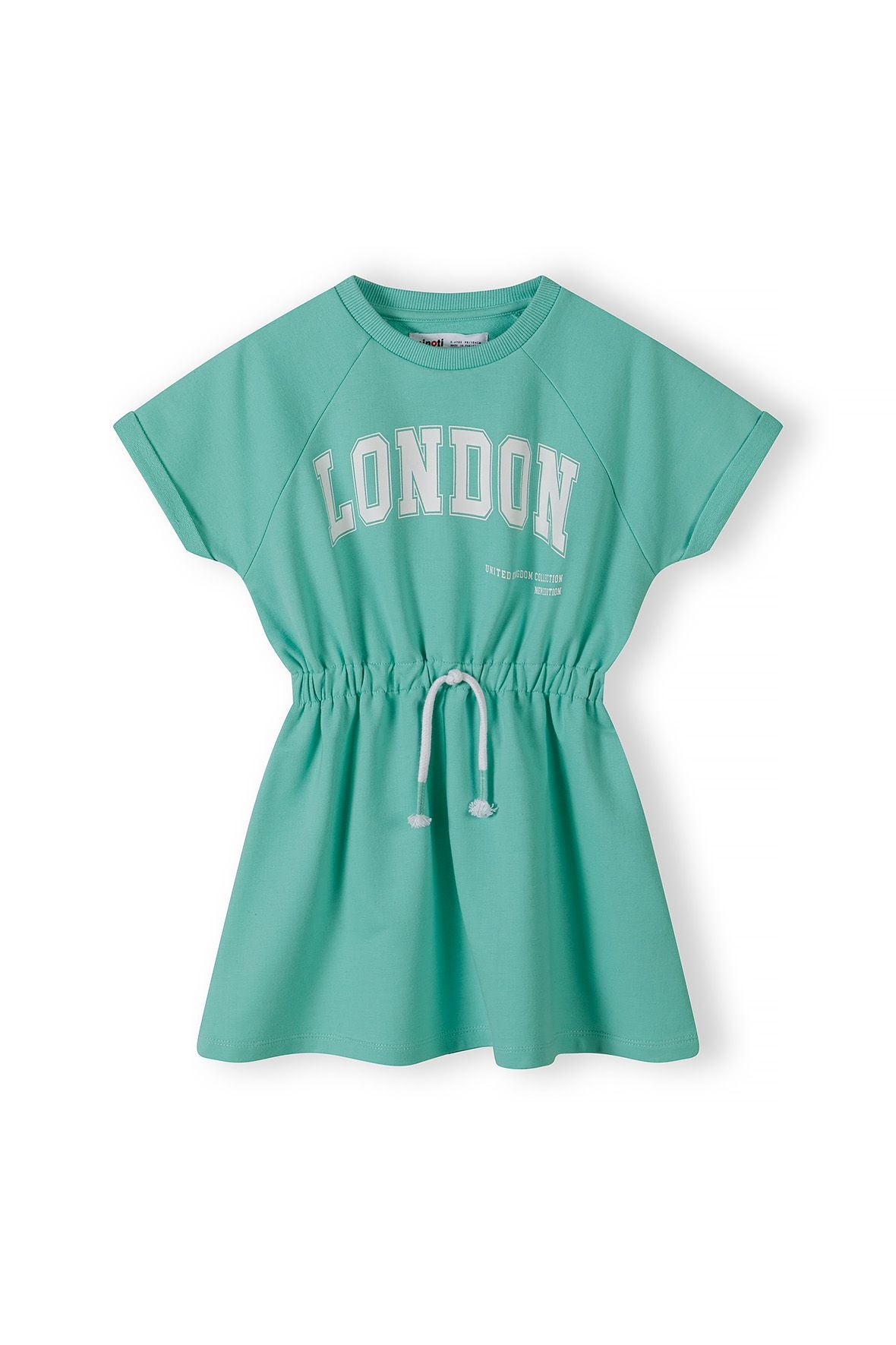 Fleece Sweat Dress, London Print, Green - 1