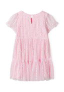 Tiulowa sukienka z błyszczącymi elementami