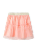 Girls pink pleated net party skirt