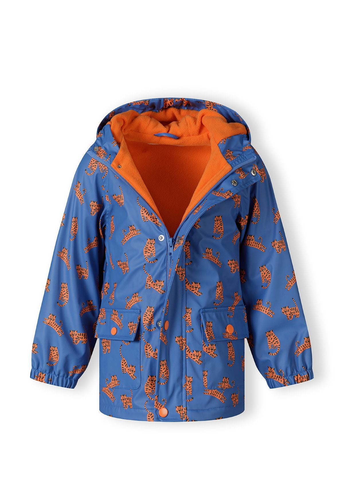 Rain Jacket Tiger Print Blue Hooded Waterproof - 5
