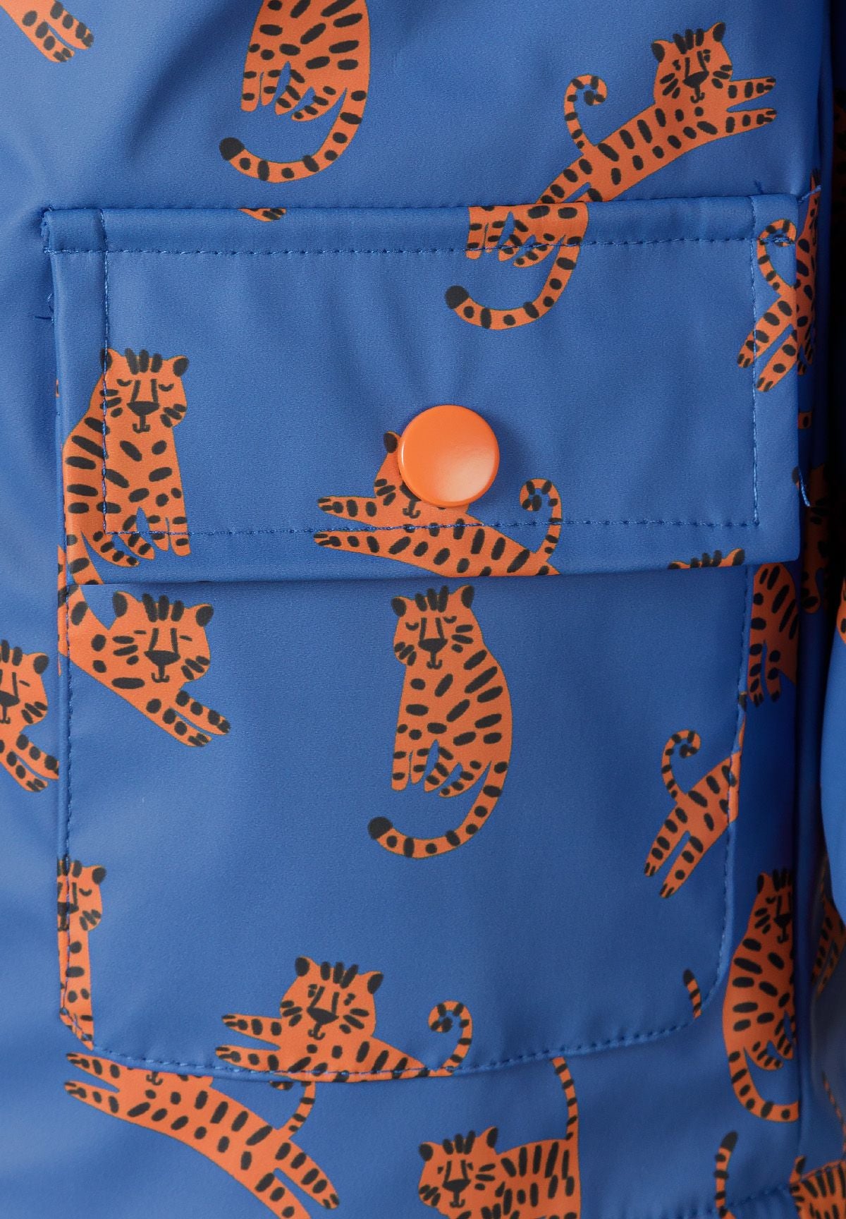 Rain Jacket Tiger Print Blue Hooded Waterproof - 4