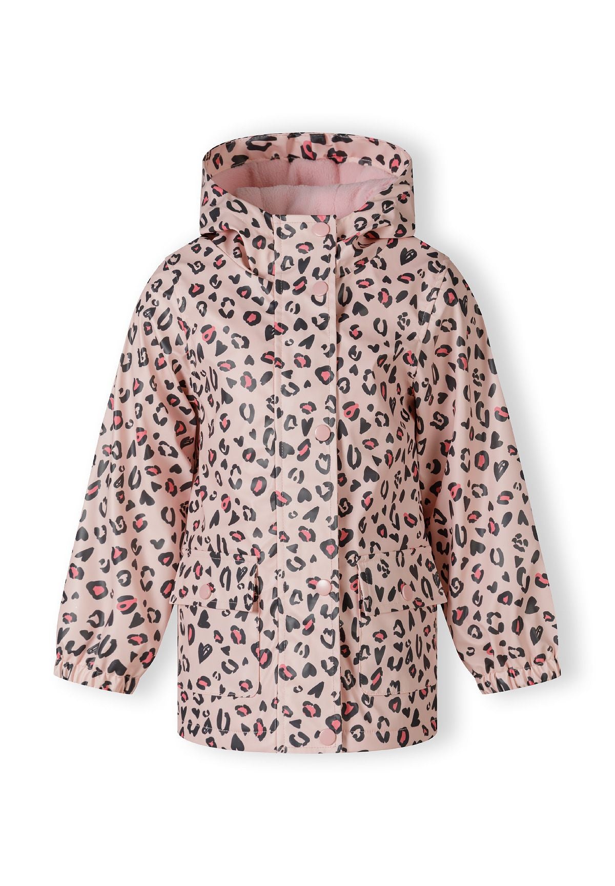 Hooded Rain Jacket, Leopard Print, Pink - 2