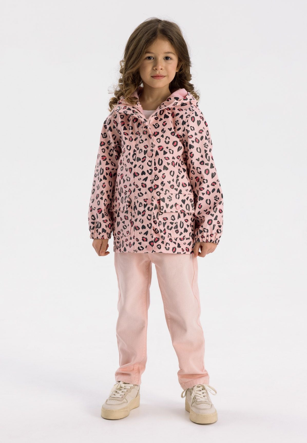 Hooded Rain Jacket, Leopard Print, Pink - 1