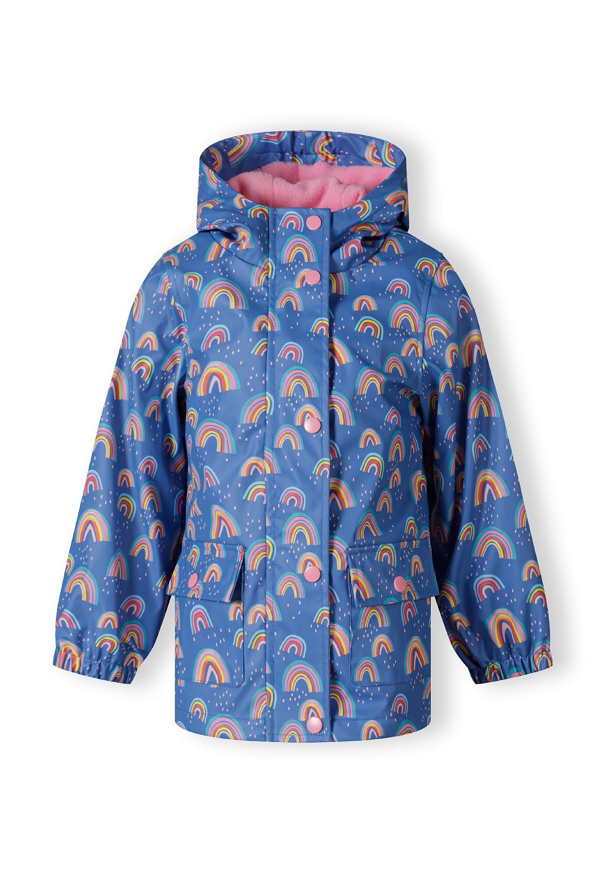 Hooded Rain Jacket, Rainbow Print, Cobalt Blue - 2