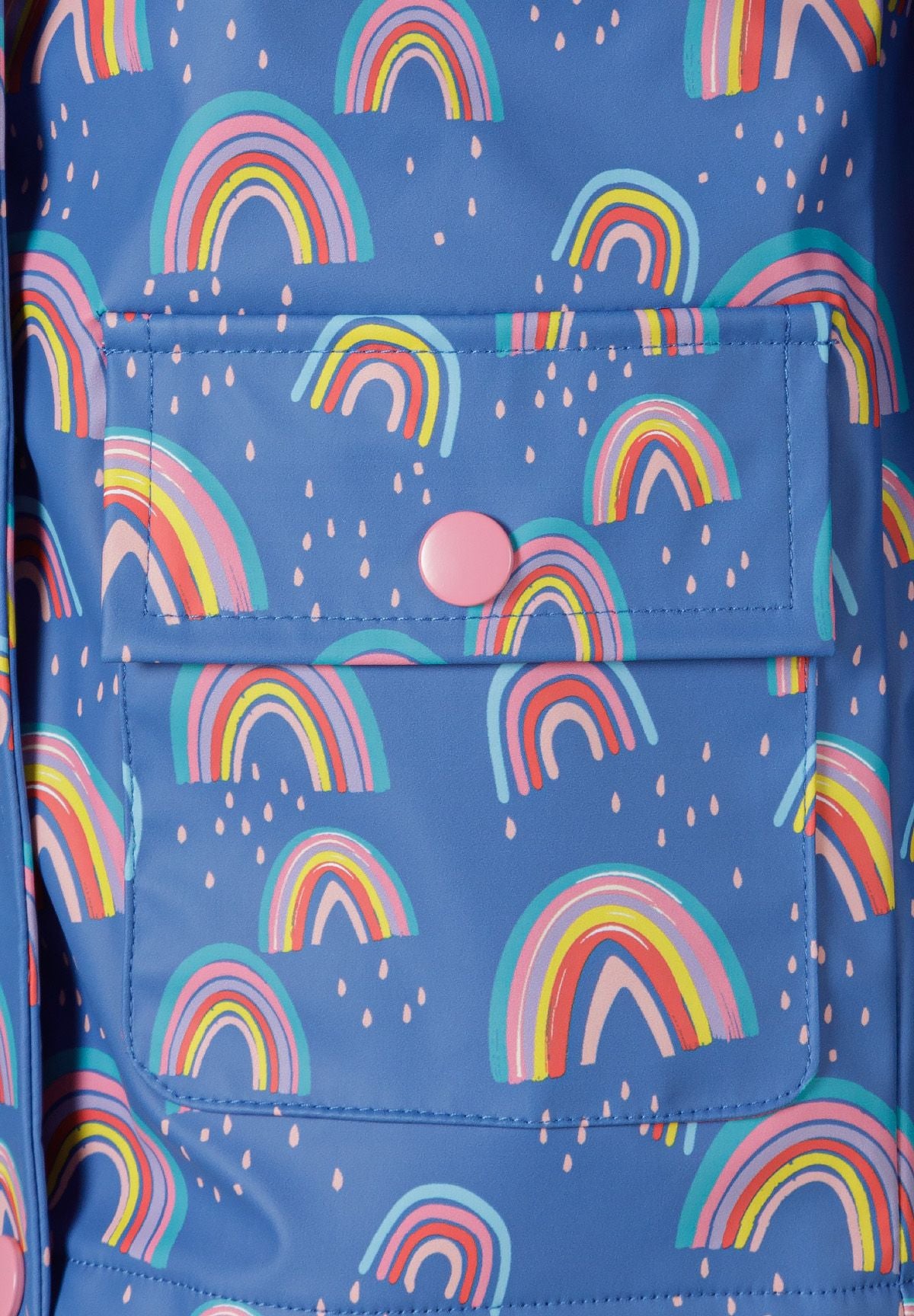Hooded Rain Jacket, Rainbow Print, Cobalt Blue - 4