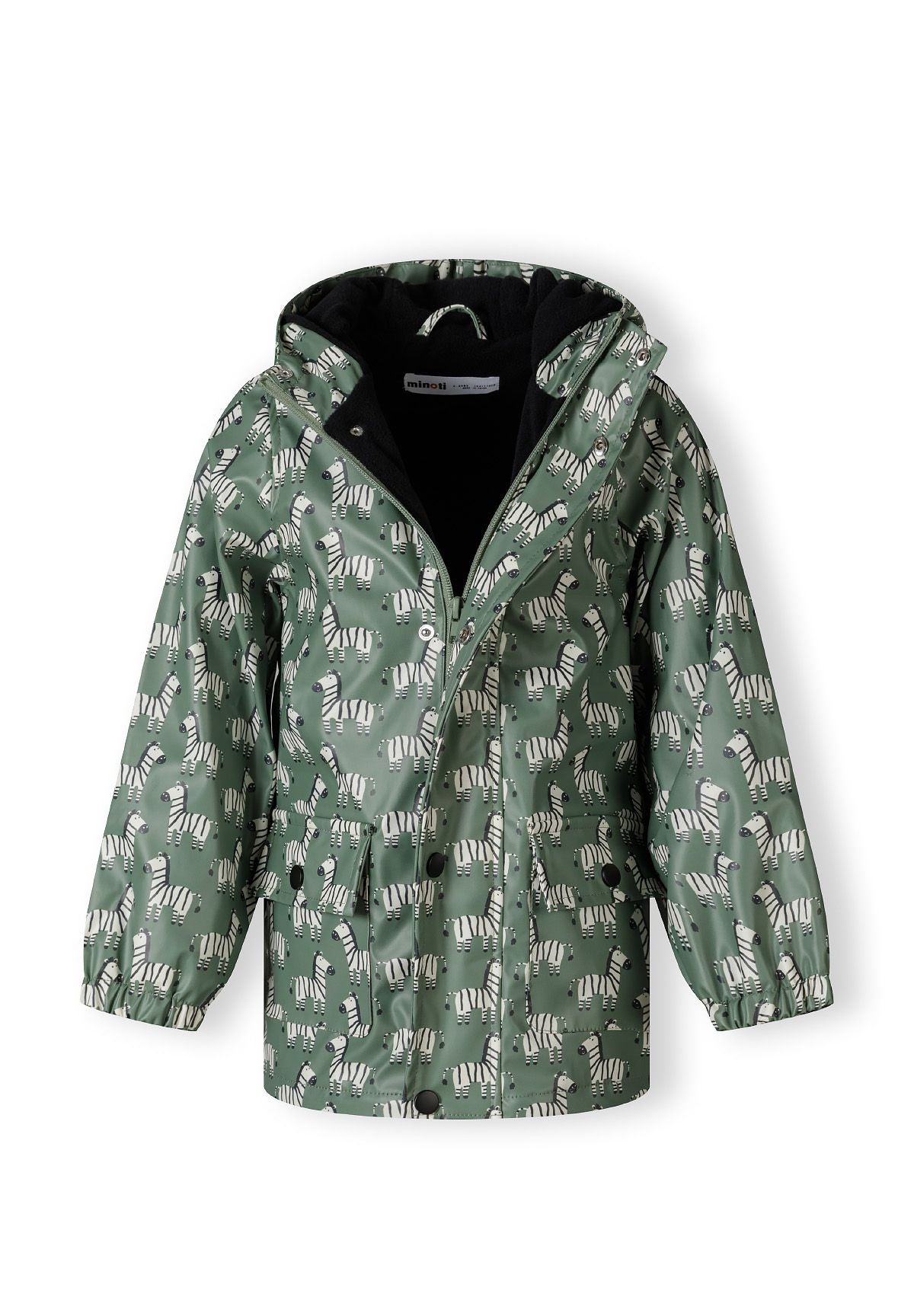 Rain Jacket Waterproof Hooded Zebra Print Khaki - 5