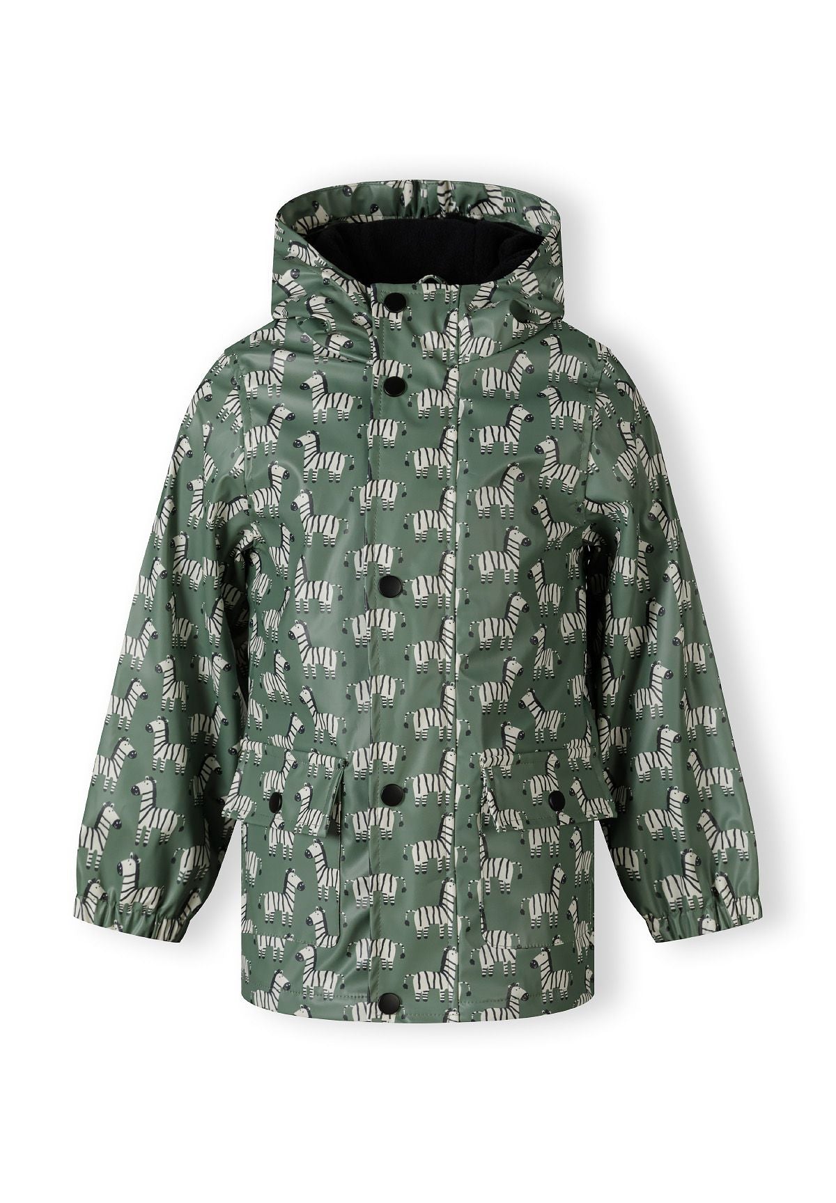 Rain Jacket Waterproof Hooded Zebra Print Khaki - 2