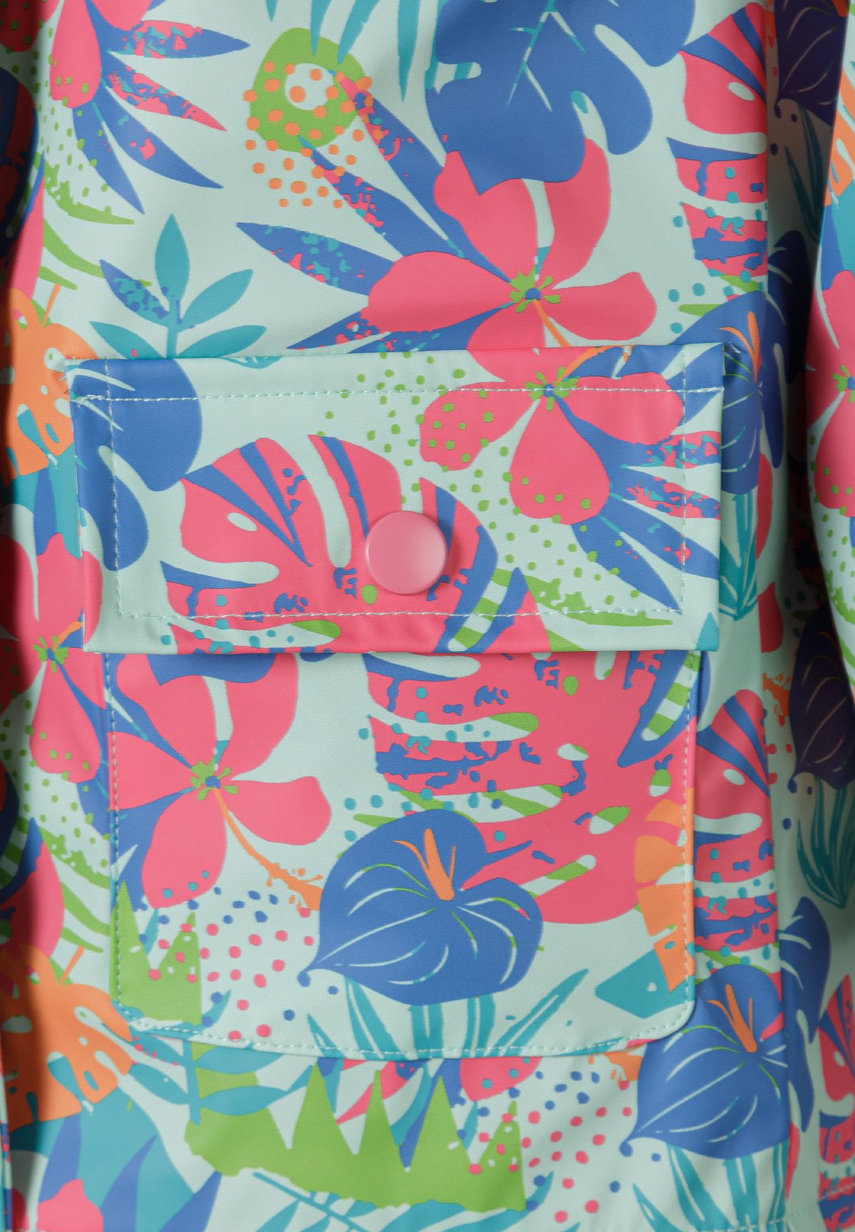 Tropical Print Rain Jacket, Hooded, Multicolour - 4