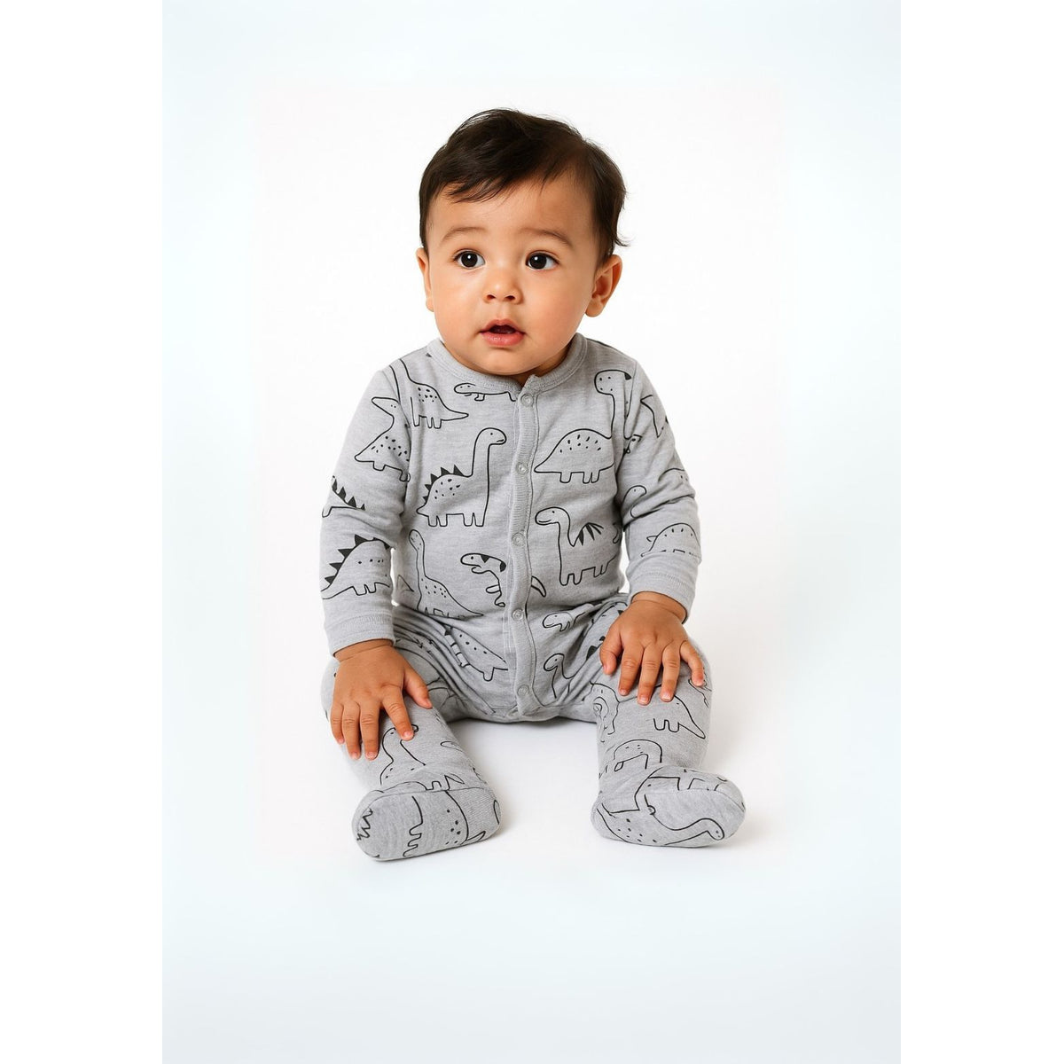 Baby sleepsuits 2-pack in grey marl and mint — complete product view for square Shop card