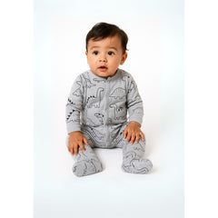 Baby sleepsuits 2-pack in grey marl and mint
