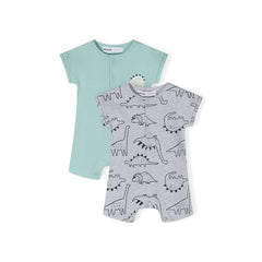 Baby rompers 2-pack in mint and grey marl