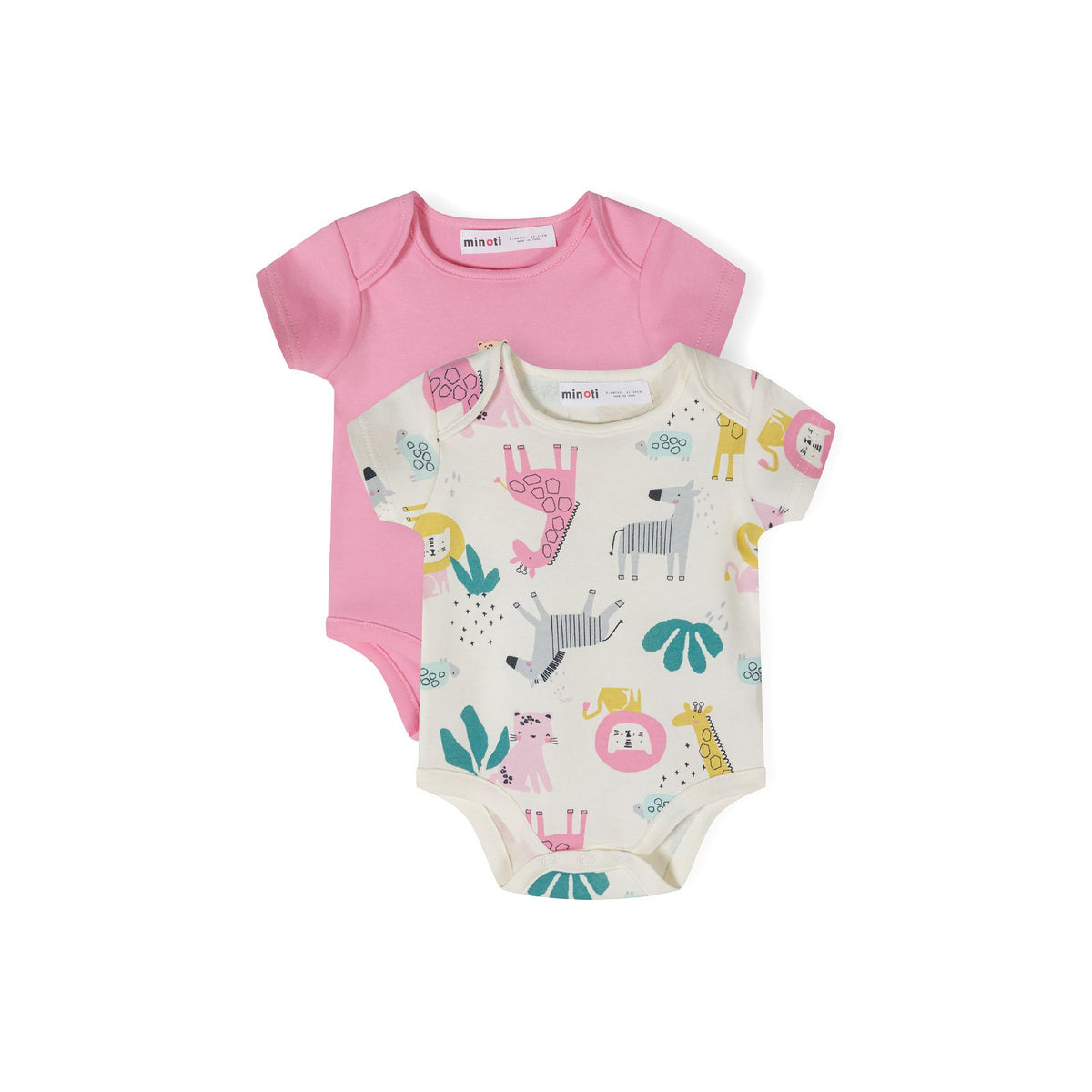 Baby short-sleeved bodysuits 2-pack in pink and cream — complete product view for square Shop card