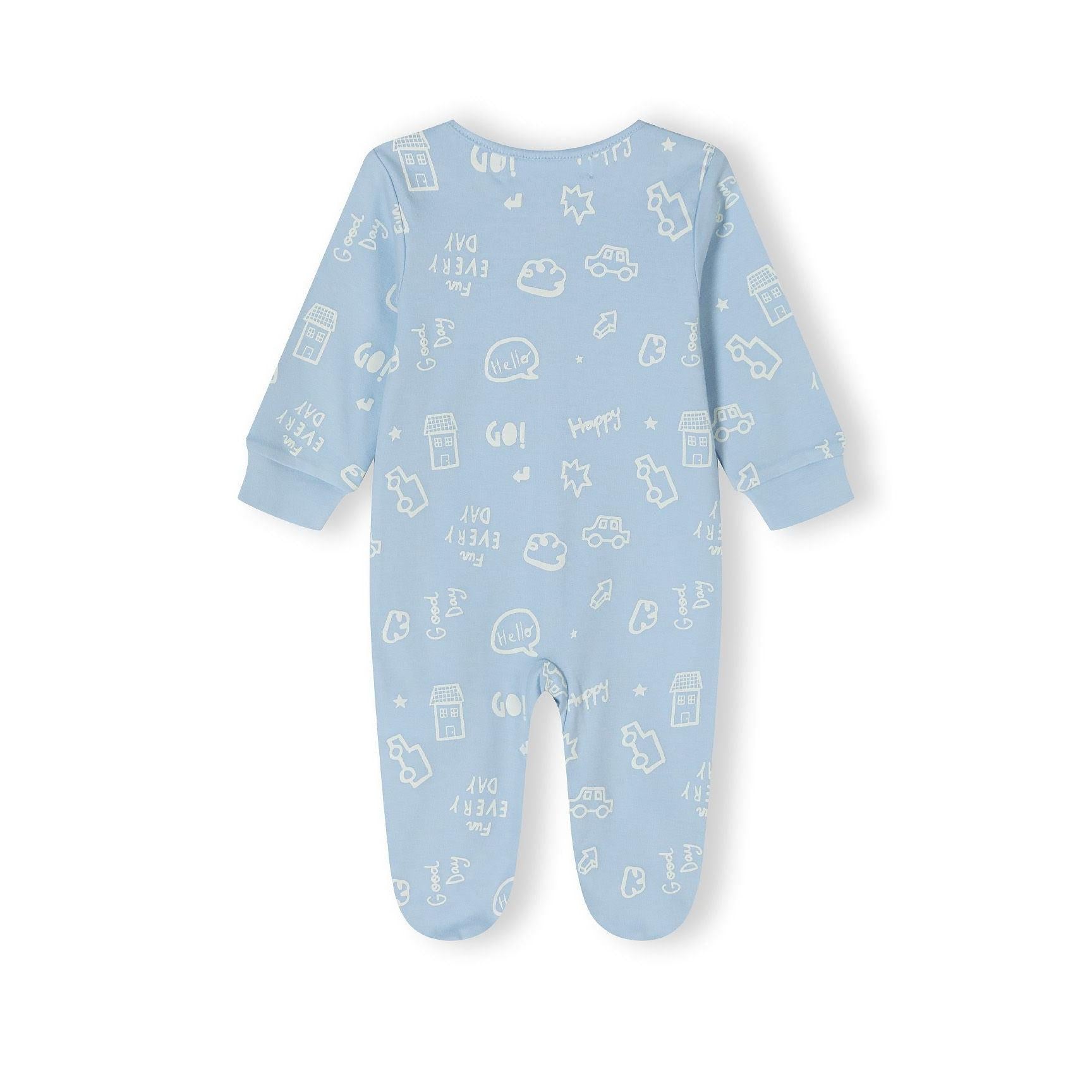 Brown and white striped baby sleepsuit with long sleeves laid flat on white background
