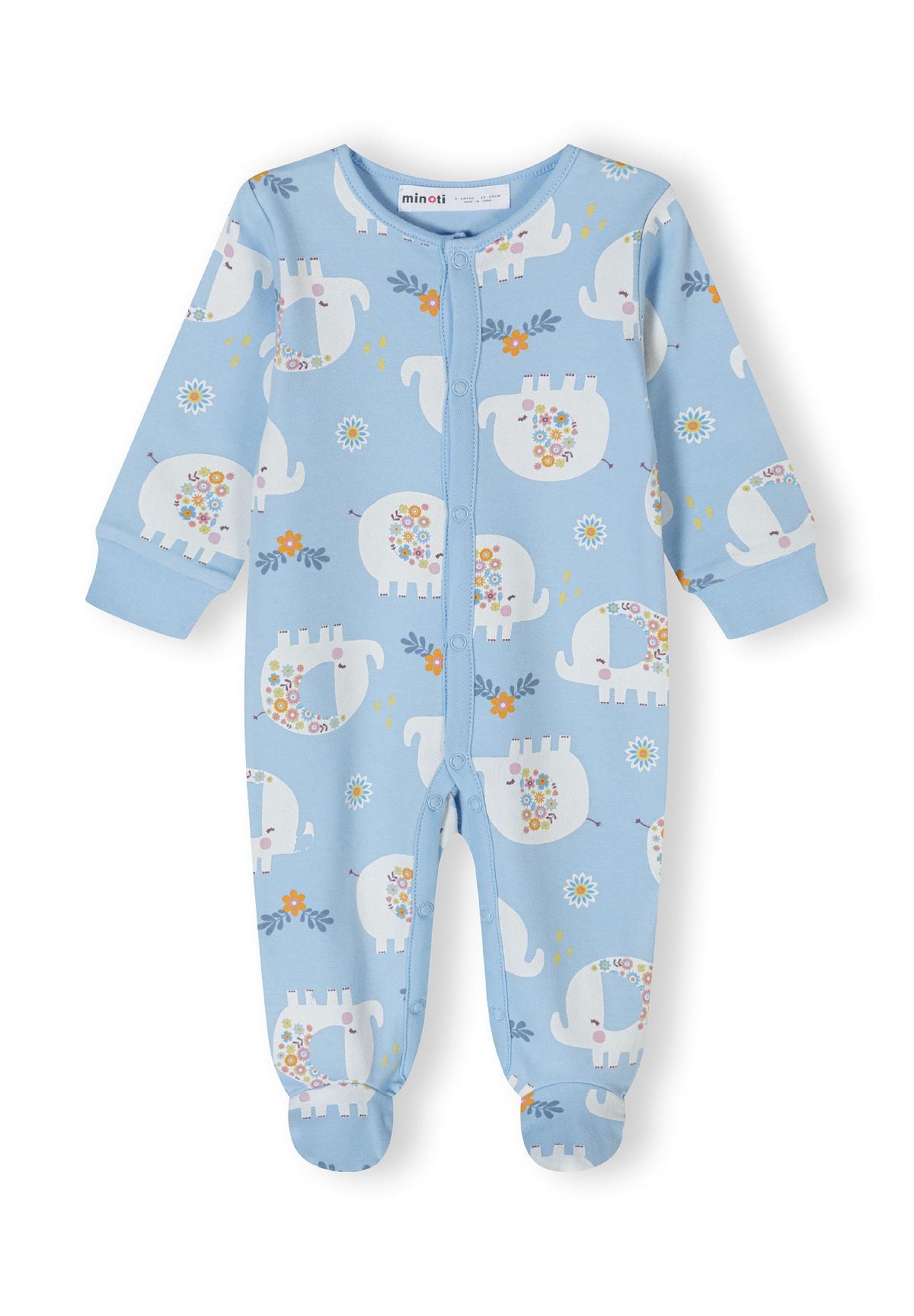 Blue and pink sleepsuits, blue front.