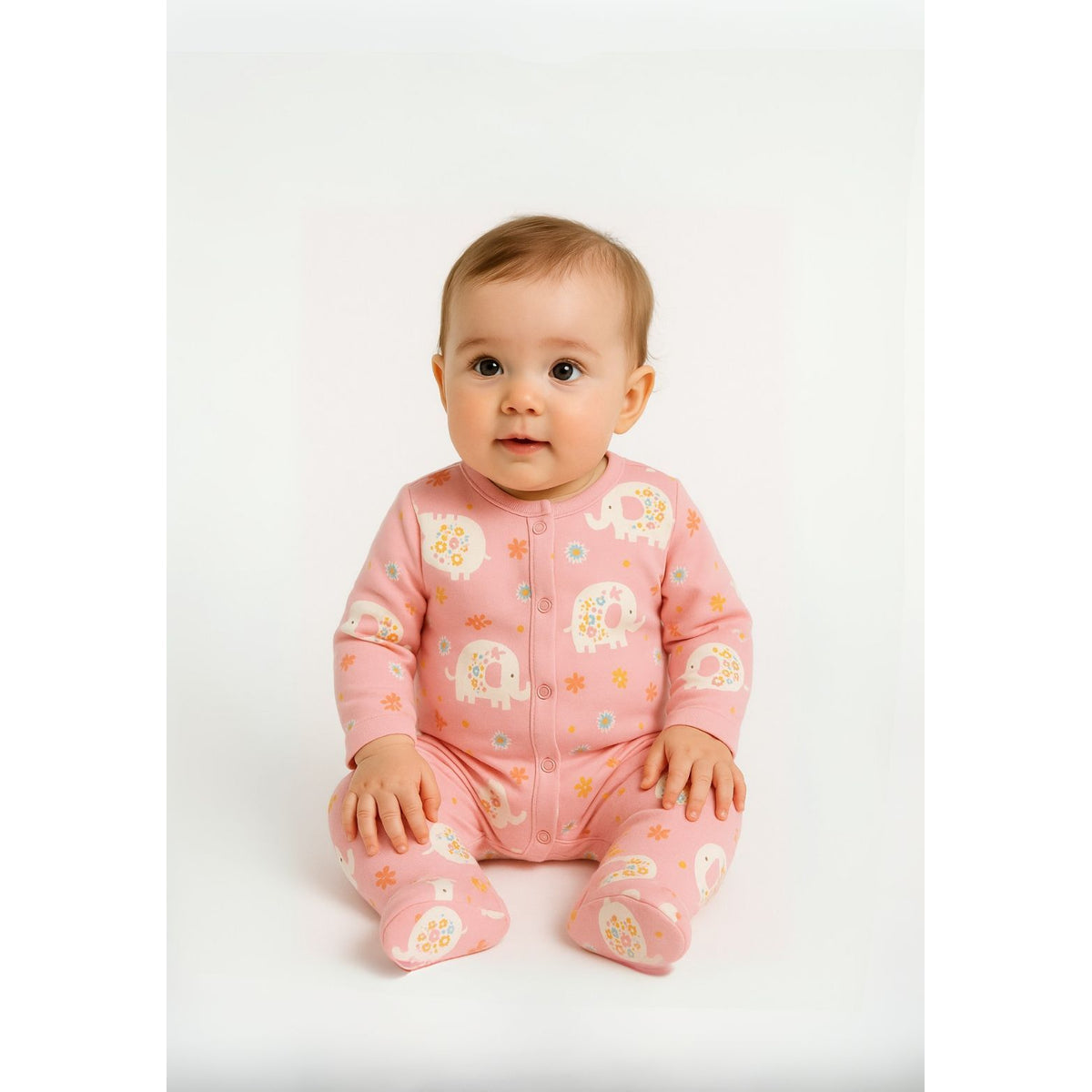 Baby sleepsuits 2-pack in blue and pink — complete product view for square Shop card