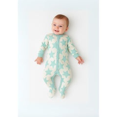 Baby sleepsuits 2-pack in mint and cream