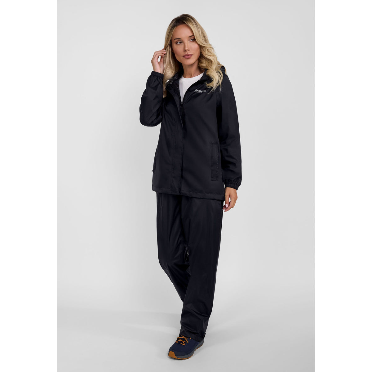Women's packaway overtrousers in black — complete product view for square Shop card